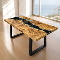 Custom Black and White River Epoxy Table thumbnail