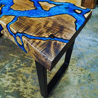 Acacia wood blue crystal clear Epoxy Console Table thumbnail