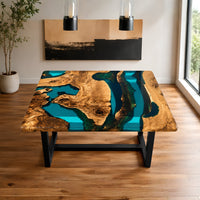 Emerald Green Epoxy Dining Table thumbnail