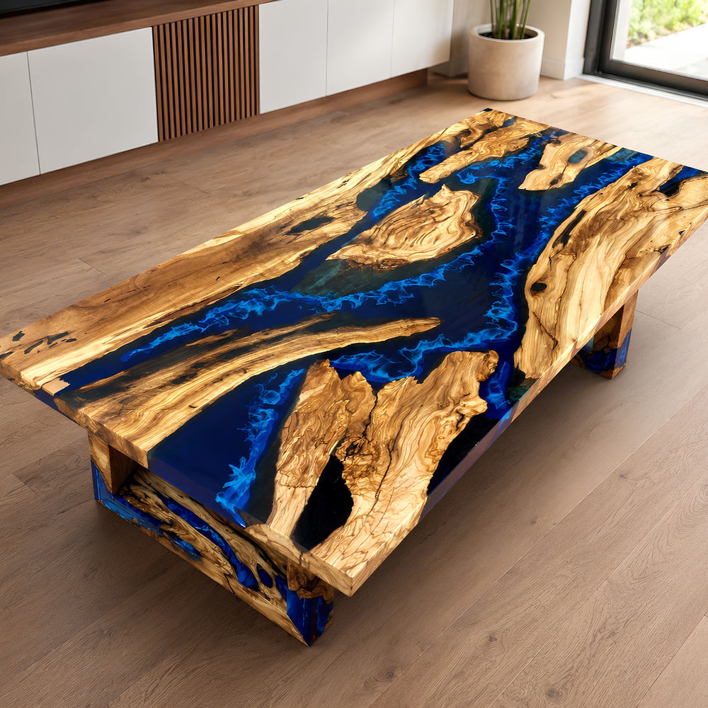 Dark Blue İce Epoxy Dining Table