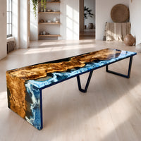Resin Waterfall Long Table with Matel legs thumbnail