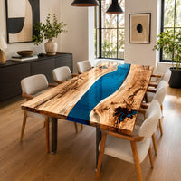 Walnut Blue Transparent Epoxy Table thumbnail